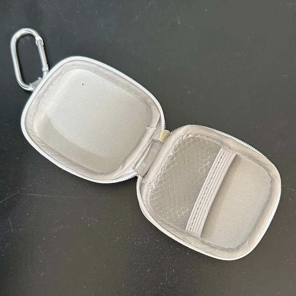 Portable Gray Earbud & Accessory Carrying Case with Carabiner